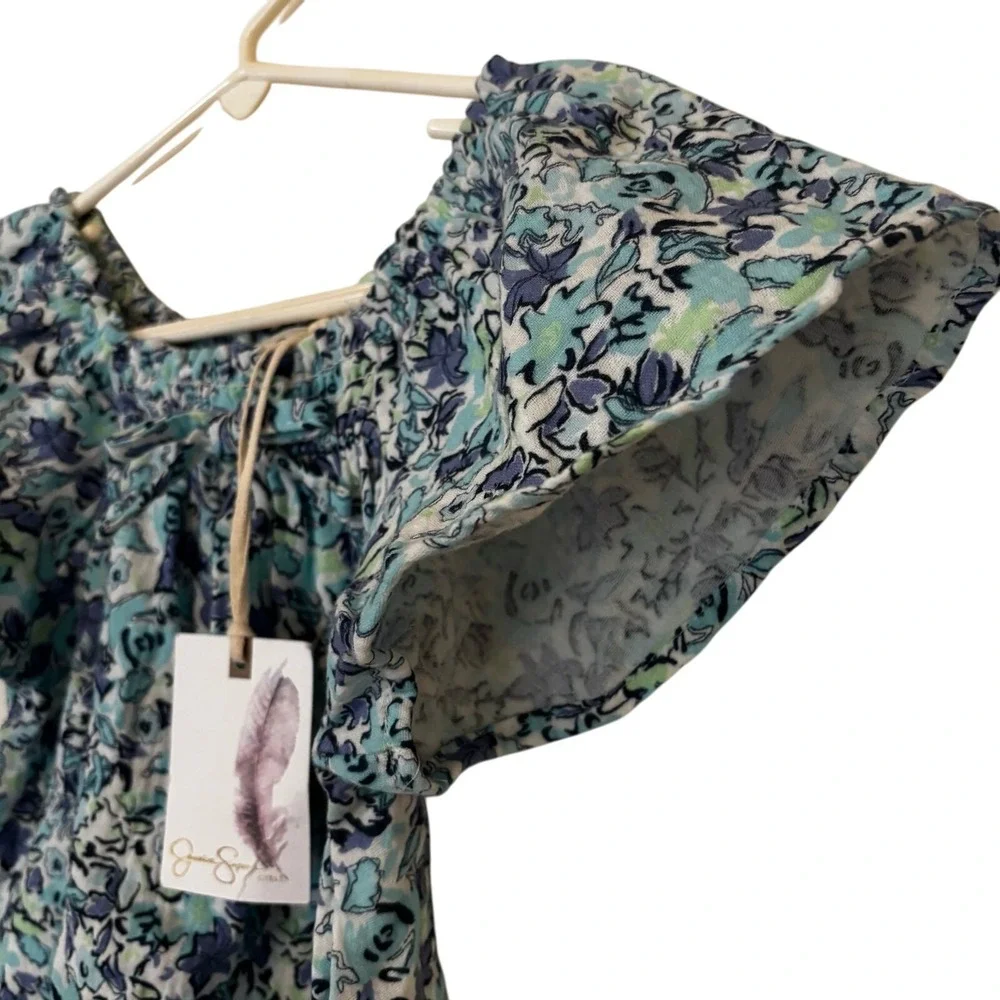 Jessica Simpson Girls‎ Blue Floral Top NWT Sz 12M Short Sleeve